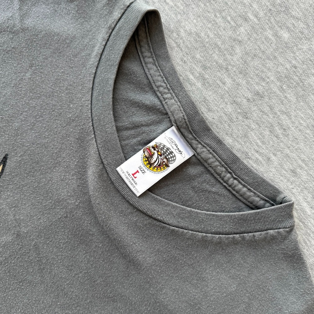 Ed Hardy Christian Audigier Men's Size L T-Shirt Grey Flying Skull Dagger - Picture 4 of 14